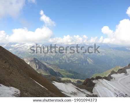 High mountains in Austria covered with snow. From the kitzsteinhorn mountain at kaprun, Austria