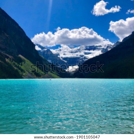 Beautiful landscape lake on nature blur.  Blurry background 