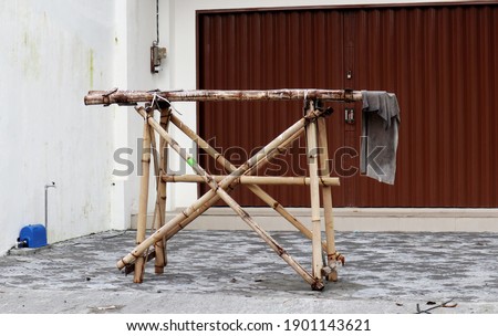 Bamboo Scaffolding Construction, to facilitate the construction of house construction Royalty-Free Stock Photo #1901143621