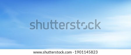 Blue sky with altostratus clouds background,Vector Picturesque Cartoon sky with cirrus clouds, Concept all seasonal horizon banner in sunny day spring and summer in the morning. illustration horizon  Royalty-Free Stock Photo #1901145823