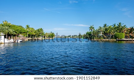 Scenic view of the Fort Lauderdale Intracoastal Waterway along Las Olas Boulevard. Royalty-Free Stock Photo #1901152849