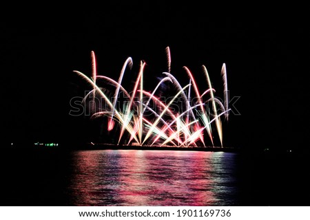 Fireworks in the dark sky, Pattaya Fireworks Festival 2020