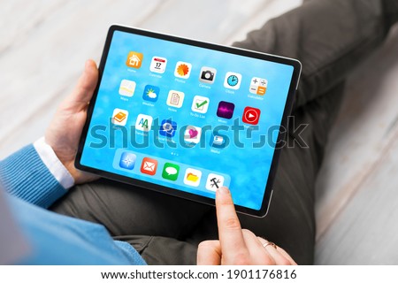 Mockup of tablet home screen