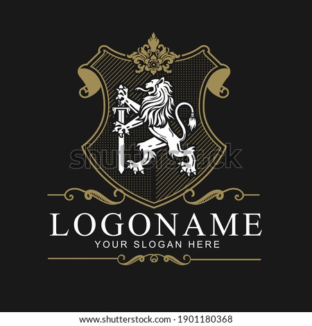Coat of arms Lion Crest design vector Royalty-Free Stock Photo #1901180368