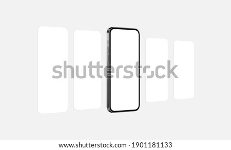 Smartphone Mockup With Blank App Screens, Perspective View. Vector Illustration