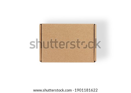 Top view of carton isolated on a white background with clipping path. Brown cardboard delivery box. Royalty-Free Stock Photo #1901181622