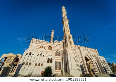 Beautiful large Islamic mosque at the sky background