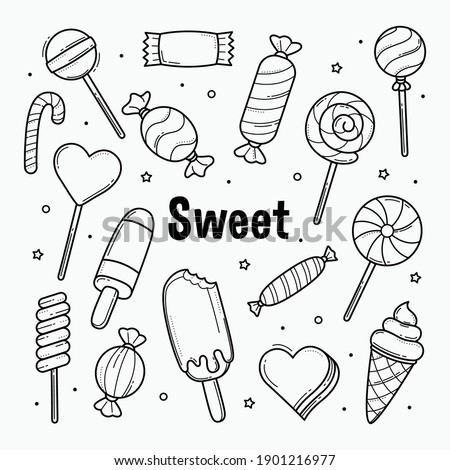 Sweets candy doodle isolated on white background vector illustration