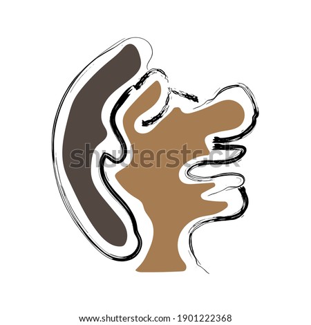 Vector illustration, face in the style of cubism. Abstract colorful shapes.