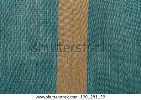 Closed up the cotton textile and show blue fabric texture stripes 