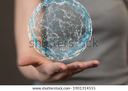 Digital technology background. Network connection dots and lines.