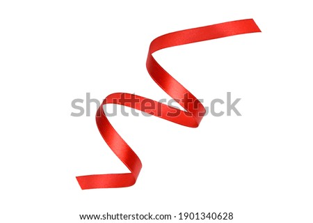Clipping path. Red ribbon rolled isolated on white scene view. Top view(Flay lay). ribbon decal. Royalty-Free Stock Photo #1901340628