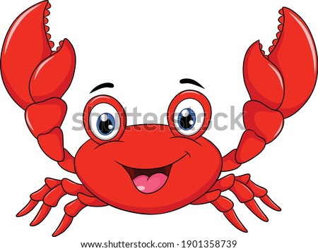Cute Happy Crab cartoon illustration Royalty-Free Stock Photo #1901358739