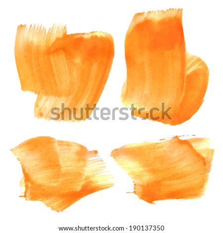 Abstract smears orange liquid paint a broad brush
