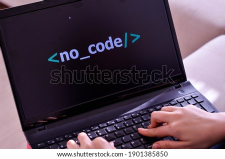 no code development, computer screen Royalty-Free Stock Photo #1901385850