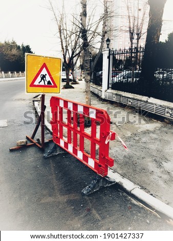 Road Repair Sign in Europe 