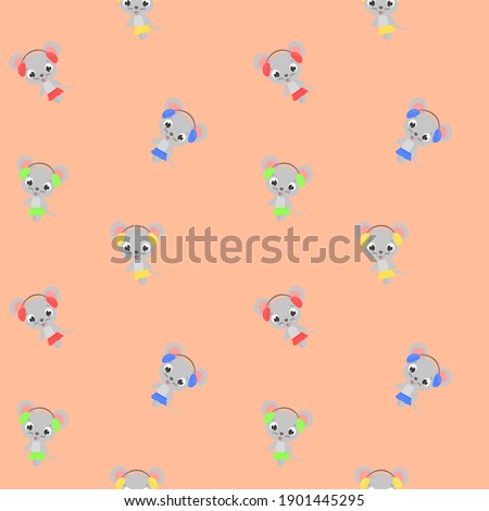 Seamless children's drawing. Mouse  Creative kids texture for fabric, wrapping, textile, wallpaper, apparel