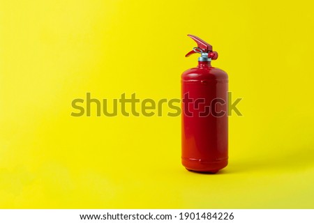 simple abstract red fire extinguisher isolated, safety problem concept
