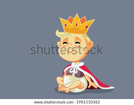 Funny King Baby With Gold Crown and Mantle. Little infant dressed like a prince ruling over everyone
