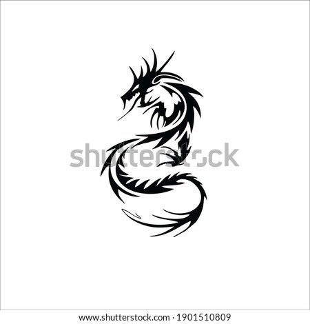 Dragon Symbol. Tribal Tattoo Design. Vector Illustration.