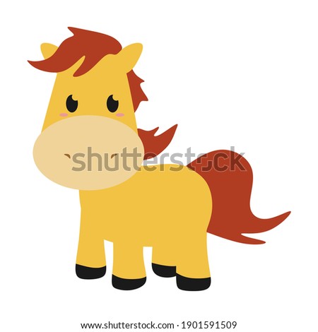 A cute horse cartoon illustration for cildren book or flash card. A simple flat vector design.