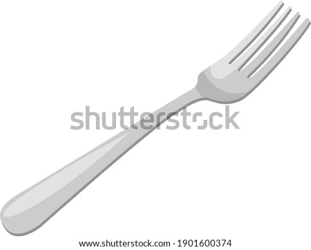 Silver fork, illustration, vector on a white background. Royalty-Free Stock Photo #1901600374