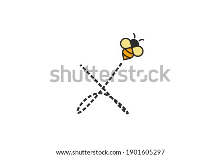 Simple and Sweet Illustration Logo design Initial Flying Bee X