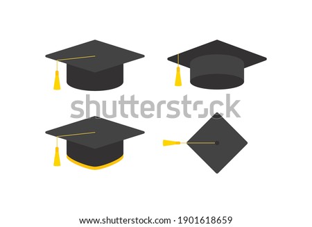 An illustration collection of bachelor cap icons used in elementary, high school, university, and graduation ceremonies.