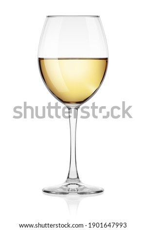white Wine in glass isolated on white background, full depth of field, clipping path Royalty-Free Stock Photo #1901647993