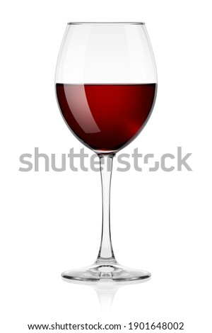red Wine in glass isolated on white background, full depth of field, clipping path Royalty-Free Stock Photo #1901648002