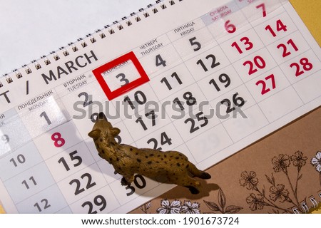 Calendar page on march 3 of world wildlife day with Hyena