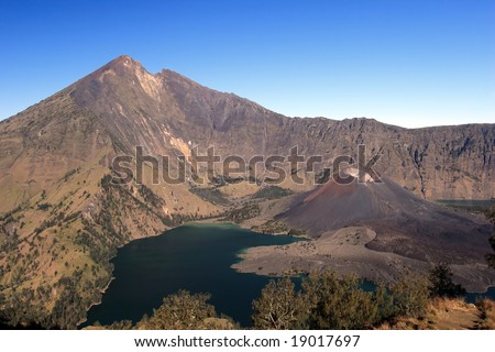 landscape of Rinjani volcano . Lombok island. Indonesia