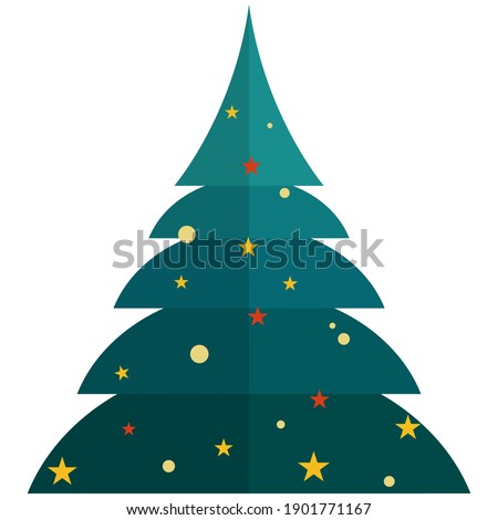 Christmas tree icon, flat vector illustration isolated on white background. Christmas and New Year holidays symbol, decoration.