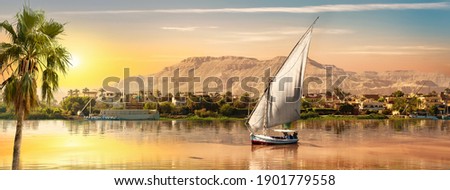 View of the Great Nile in Aswan Royalty-Free Stock Photo #1901779558