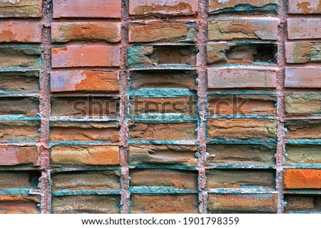 Old brickwork in grunge style. Close-up.