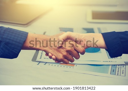Close up people hands shake business partnership success, Shake hand concept