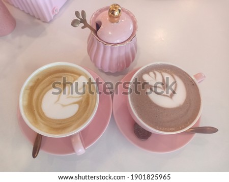 Pinky style of latte and chocolate 