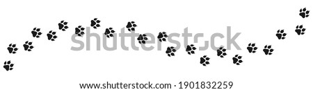 Paw vector foot trail print of cat. Dog, pattern animal tracks  isolated on white background, backgrounds, vector icon Illustration