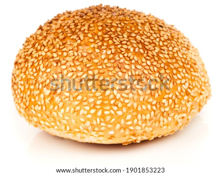 sandwich bun with sesame seeds isolated on white background