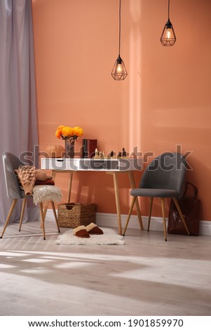 Cozy room interior inspired by autumn colors