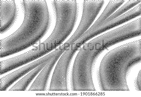 Wavy stripes halftone geometric background. Abstract lines made by dots isolated on white backdrop