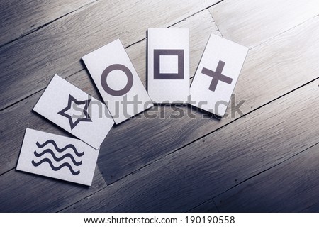 cards used to conduct experiments for extrasensory perception ( ESP) Royalty-Free Stock Photo #190190558