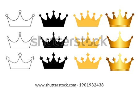 Princess Golden and Black Crown Icon Collection Set Isolated on white Background Vector Illustration Royalty-Free Stock Photo #1901932438