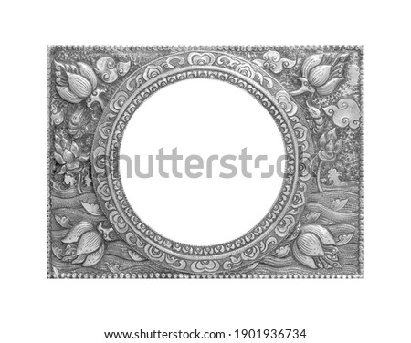 Texture of silver metal carved vintage background, Ornament of silver plated vintage use for decorative background. 