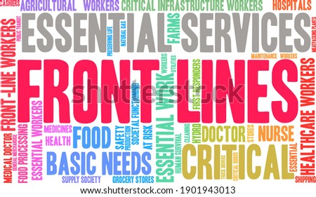 Front Lines word cloud on a white background. 