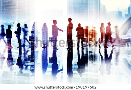 Abstract Image of Business Handshake in a Cityscape