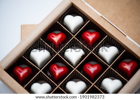 Chocolate heart-shaped candies for Valentine's Day gift