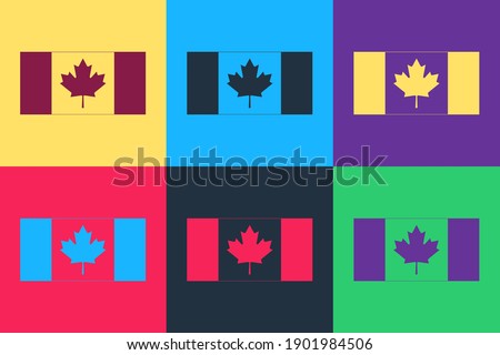 Pop art Canada flag icon isolated on color background. Vector.