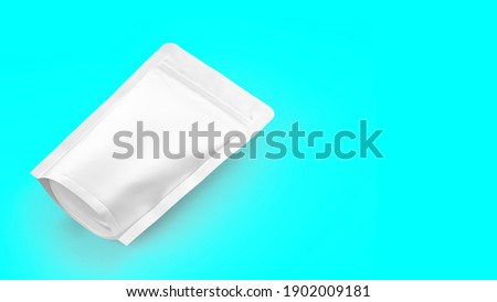White paper doypack stand up packaging pouch with zipper on toscha background. added copy space for text. Royalty-Free Stock Photo #1902009181
