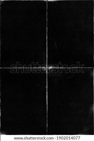 Old Black Empty Ripped Folded Torn Cardboard Paper Poster. Grunge Scratched Old Shabby Surface. Distressed Overlay Texture for Collage.  Royalty-Free Stock Photo #1902014077